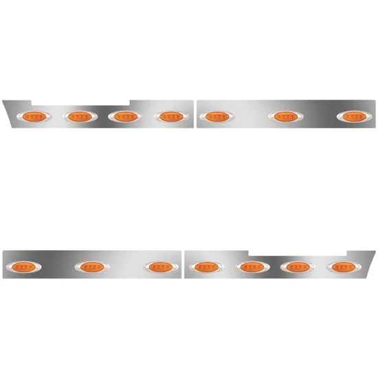 Side Fairing Trim Panels W/ P1 Lights- Amber LED / Amber Lens - 4 PC  For Volvo VNL Gen II 2004 - 2018