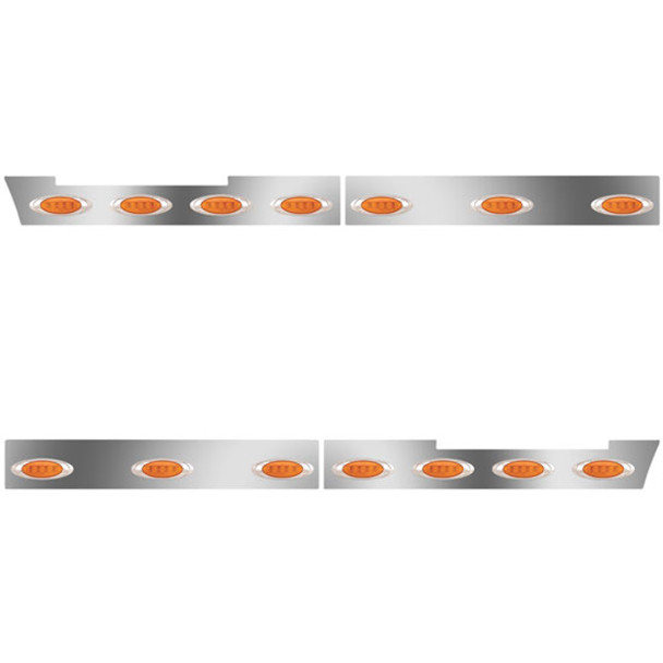 Side Fairing Trim Panels W/ P1 Lights- Amber LED / Amber Lens - 4 PC  For Volvo VNL Gen II 2004 - 2018