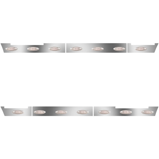 Stainless Steel Side Fairing Panels - 6 PC Kit W/ Amber-Clear P1 LEDs For Volvo VNL Gen II