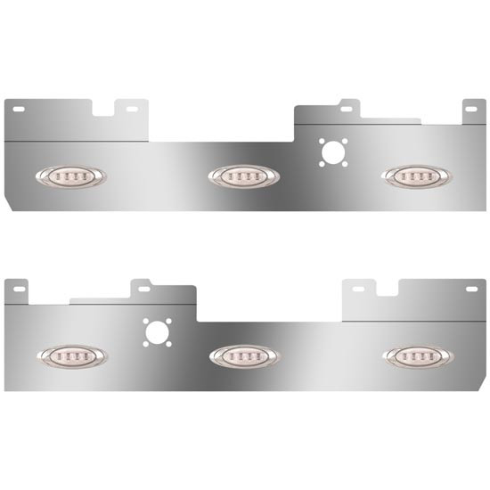 Stainless Steel Cab Panels W/ Fairings, 6 P1 Amber/Clear LEDs For Volvo VNL 630, 670, 730, 780 Gen II 2004 - 2018