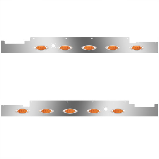 Stainless Steel Sleeper Panels W/ Fairings, 10 P1 Amber/Amber LEDs For Volvo VNL Gen II 730/780 2004 - 2018
