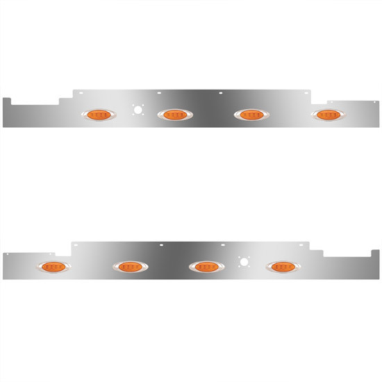 Stainless Steel Sleeper Panels W/ Fairings, 8 P1 Amber/Amber LEDs For Volvo VNL Gen II 630/670 2004 - 2018