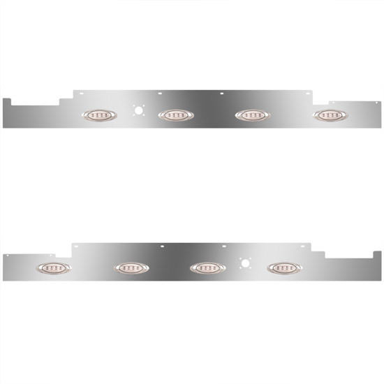 Stainless Steel Sleeper Panels W/ Fairings, 8 P1 Amber/Clear LEDs For Volvo VNL Gen II 630/670 2004 - 2018