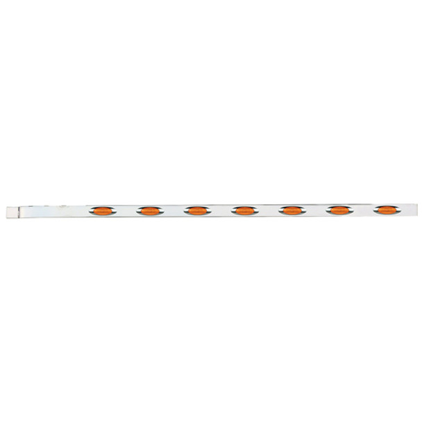Stainless Steel Sleeper Panels W/ Extension & Fourteen M1 LED Lights - Amber LED/ Amber Lens For Volvo VNL Gen II With 77 Inch Sleeper Stainless Steel Sleeper Panels W/ Extension & Fourteen M1 LED Lights - Amber LED/ Amber Lens For Volvo VNL Gen II With 77 Inch Sleeper