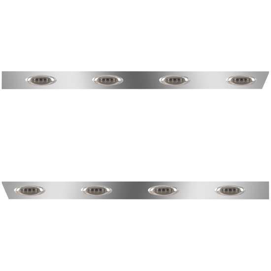 4 Inch Stainless Steel Extended Cab Panels W/ 8 P1 Amber/Smoked LEDs For Peterbilt 389 131 BBC