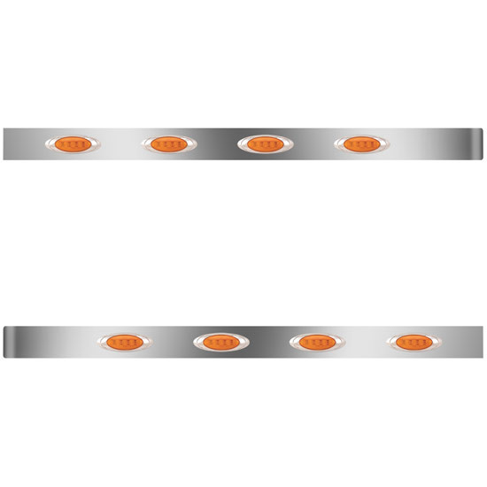 4 Inch Stainless Steel Extended Wrapped Cab Panels W/ 8 P1 Amber/Amber LEDs For Peterbilt