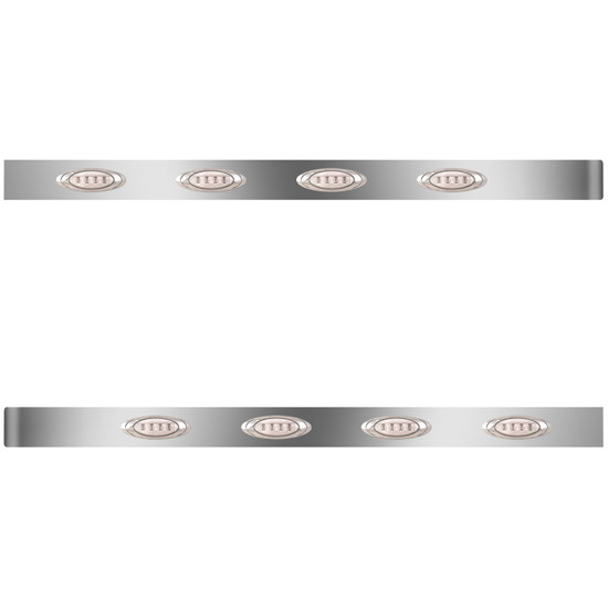 4 Inch Stainless Steel Extended Wrapped Cab Panels W/ 8 P1 Amber/Clear LEDs For Peterbilt