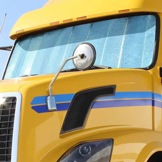 Accordion-Fold Polyethylene Bubble Reflective Thermal Windshield Sunshade For Volvo VNL 2002-2020