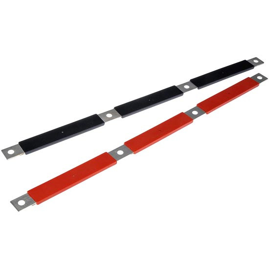 Positive & Negative Battery Bar With 1 Copper Conductor, Black & Chrome For Volvo VNL Gen I, Gen II, VN & VNM