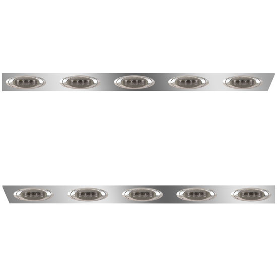 4 Inch Stainless Steel Standard Cab Panels W/ 10 P1 Amber/Smoked LEDs For Peterbilt 378, 379, 388, 389