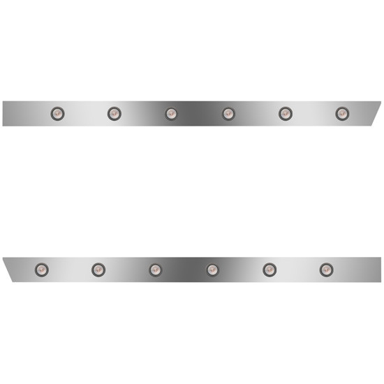 4 Inch Stainless Steel Extended Cab Panels W/ 12 Round 2 Inch Amber/Clear LEDs On 8 Inch Spacing For Peterbilt 389
