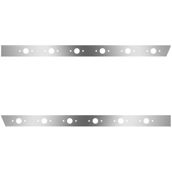 4 Inch Stainless Steel Extended Cab Panels W/ 12 P1 Light Holes On 8 Inch Spacing For Peterbilt 378, 379, 388, 389