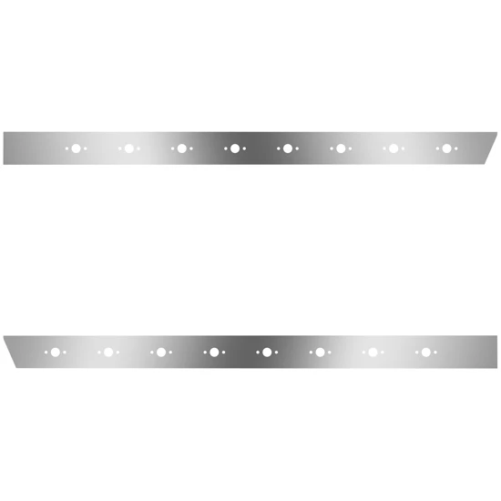 4 Inch Stainless Steel Extended Cab Panels W/ 16 P3 Light Holes On 6 Inch Spacing For Peterbilt 378, 379, 388, 389