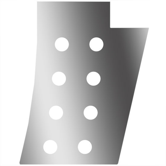 4 Inch Stainless Steel Notched Cowl Panel W/ 8 - 2 Inch Light Holes For Peterbilt 389, 389 Glider