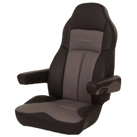 Seats Inc. Legacy Silver Seat W/ High Back, STD Base, Armrests - DuraLeather Black / Gray