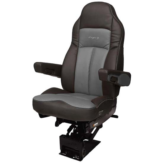 Seats Inc. Legacy Silver Seat W/ High Back, STD Base, Armrests, Heated - DuraLeather Black / Gray