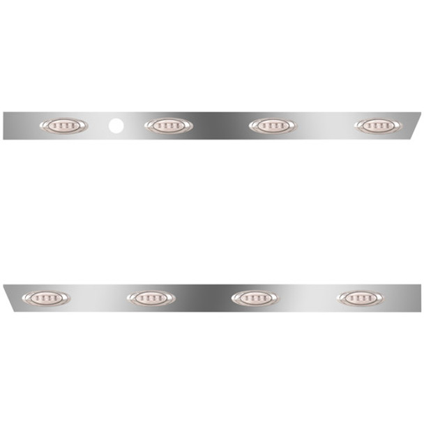 Stainless Steel Extended Cab Panels W/ 8 P1 Amber/Clear LEDs W/ Hole For Block Heater For Peterbilt 388 123 BBC