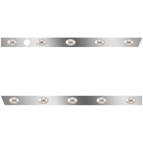3 Inch Stainless Steel Standard Cab Panels W/ 10 P3 Amber/Clear LEDs For Peterbilt 388, 389 123 BBC