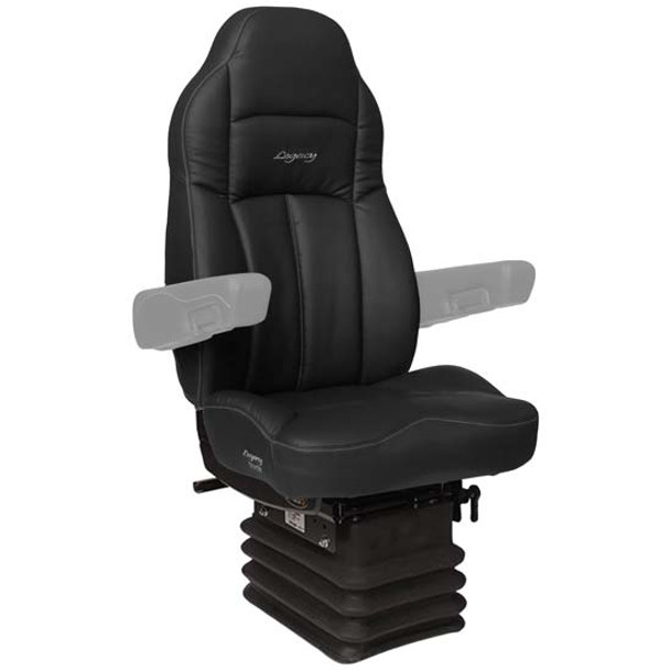 Seats Inc. Legacy Silver Seat W/ High Back, STD Base, Bellows - DuraLeather Black