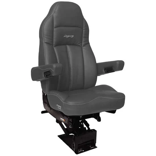 Seats Inc. Legacy Silver Seat W/ High Back, STD Base, Armrests - DuraLeather Gray