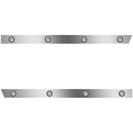 3 Inch Stainless Steel Day Cab Panels W/ 8 - 2 Inch Amber/Clear LEDs For Peterbilt 367, 388 123 BBC