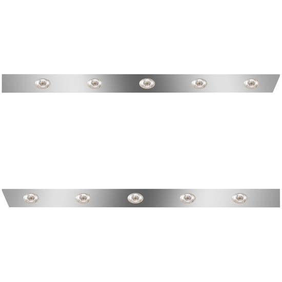 3 Inch Stainless Steel Extended Cab Panels W/ 10 P3 Amber/Clear LEDs For Peterbilt 388, 389 123 BBC