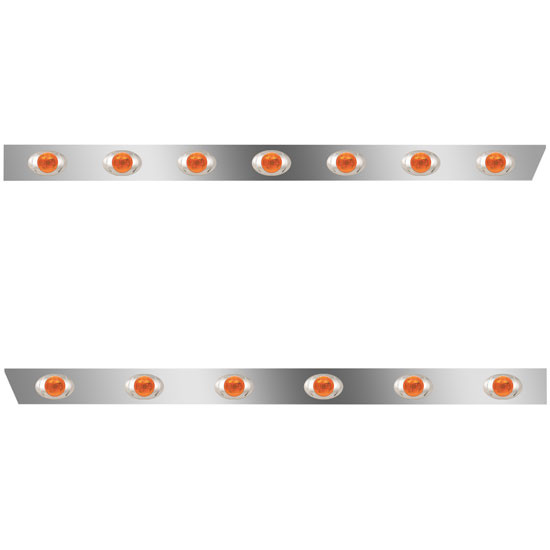3 Inch Stainless Steel Standard Cab Panels W/ 13 Total P3 Amber/Amber LEDs For Peterbilt 388, 389 123 BBC