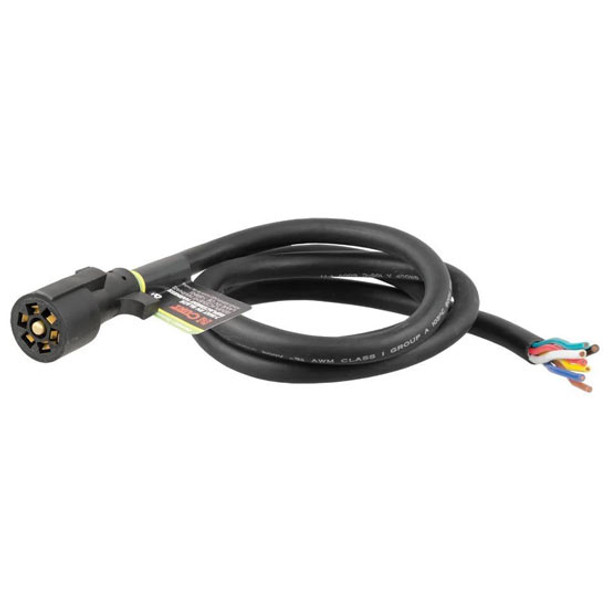 Trailer-Side Replacement 7-Way RV Blade W/ 6 Ft. Wires Connects Tail, Brake, Reverse, Turn Signals, Aux. Power