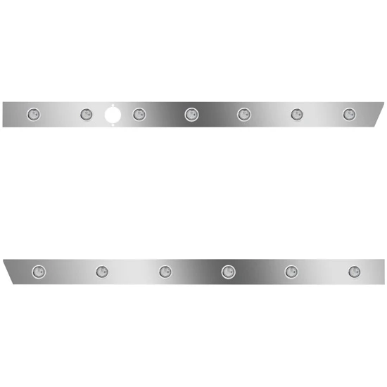 3 Inch Stainless Steel Standard Cab Panels W/ 13 Total 3/4 Inch Amber/Clear LEDs W/ Hole For Block Heater For Peterbilt 388, 389 123 BBC