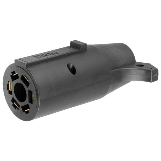 7-Way RV Blade Vehicle Socket To 6-Way Round Electrical Adapter Connects Tail, Brake, Reverse, Turn, Aux. Power