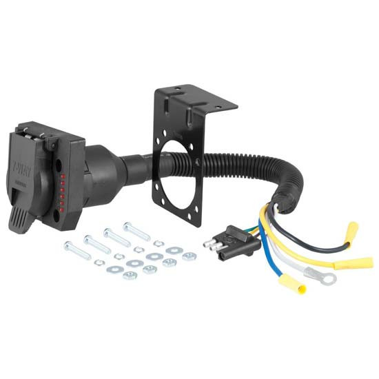 4-Way Flat Vehicle to 7-Way RV Blade Trailer Electrical Adapter W/ Tester