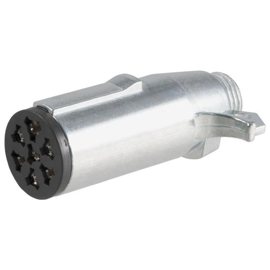 Trailer-Side 7-Way Round Connector Plug Connects Tail, Brake, Reverse, Turn Signal, Aux. Power