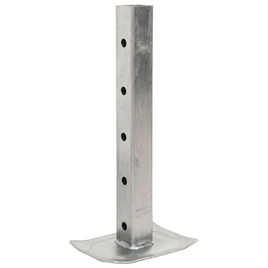 17.75 Inch Replacement Direct-Weld Square Jack Drop Leg W/ 8 X 6 Inch Footplate For 2 X 2 Inch Tube