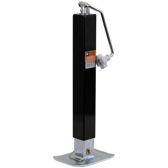 Black Powder-Coated Carbon Steel Square Drop Foot Top-Wind Jack - Rated To 7,000 Lbs. Tongue Weight