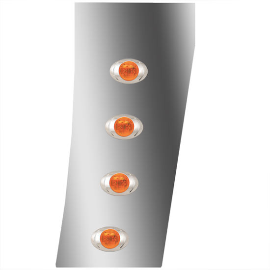 3 Inch Stainless Steel Standard Cowl Panels W/ 8 P3 Amber/Amber LEDs For Peterbilt 388, 389 123 BBC