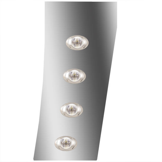 3 Inch Stainless Steel Standard Cowl Panels W/ 8 P3 Amber/Clear LEDs For Peterbilt 388, 389 123 BBC