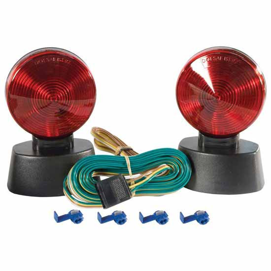Portable Magnetic Tow Light Kit W/ 20 Ft. Cord, 4-Way Flat Plug & Storage Case For Dinghy-Towed Vehicle Or Trailer