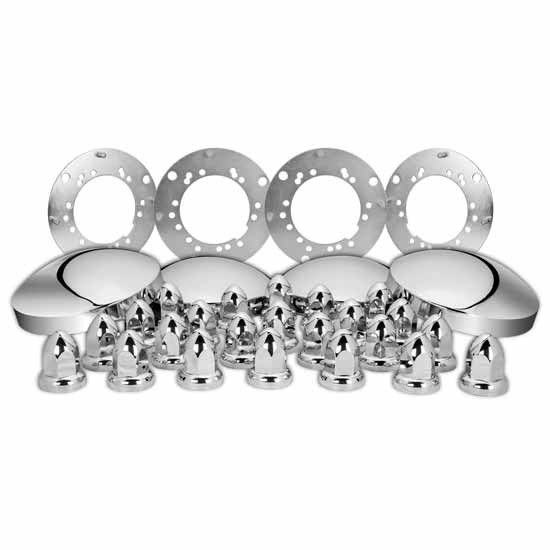 Stainless Steel Dome Style Trailer Hubcap Kit