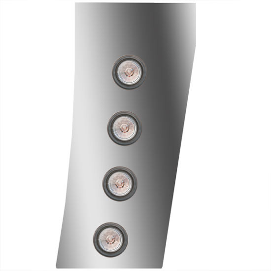 3 Inch Stainless Steel Standard Cowl Panels W/ 8 - 2 Inch Amber/Clear LEDs For Peterbilt 388, 389 123 BBC