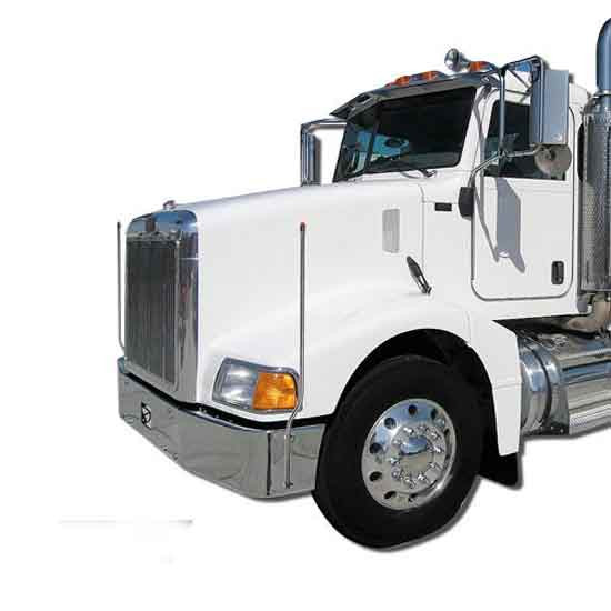 Bores 304 SS LED Bumper Guides - 48 Inch W/ 2.5 Inch Offset For Peterbilt, Freightliner, Volvo & International