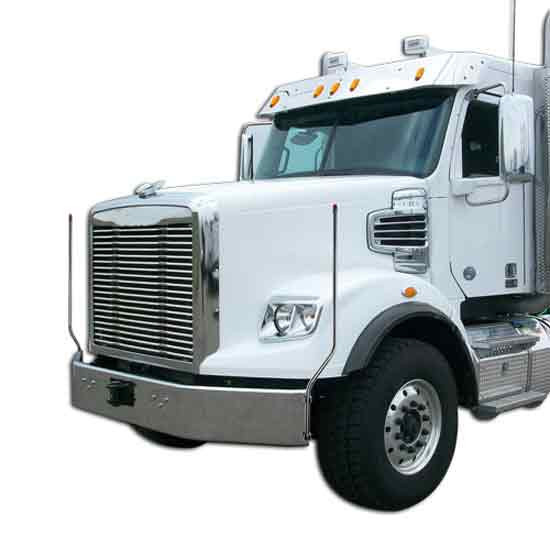 Bores 304 SS LED Bumper Guides - 51 Inch W/ 5 Inch Offset For Kenworth, Freightliner, International & Mack