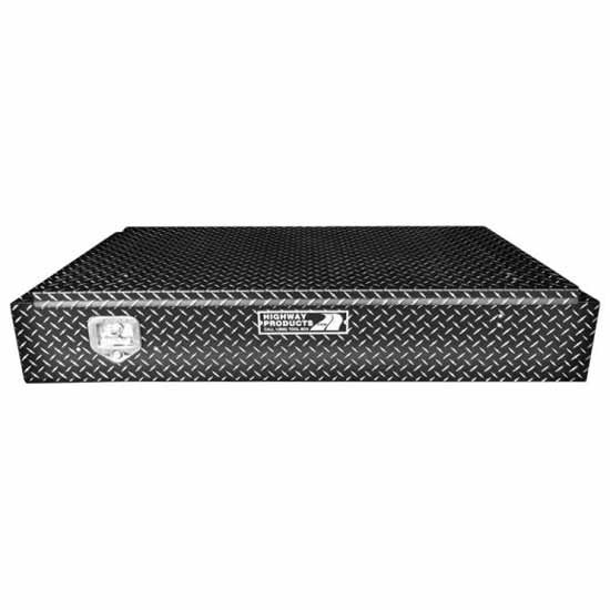 58 X 10.5 X 18 Inch Marine Grade Black Aluminum 5th Wheel Partner Box W/ Diamond Plate Base, Lid