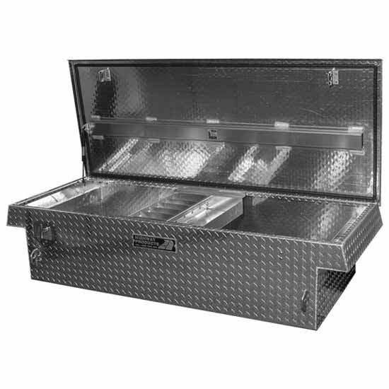Smooth Aluminum Single Lid Tool Box W/ Diamond Plate Lid- 70 X 16 X 27 Inch
