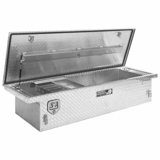 Smooth Aluminum Low Profile Tool Box W/ Tank Brite Base, Diamond Plate Lid- 70 X 13.5 X 23 Inch