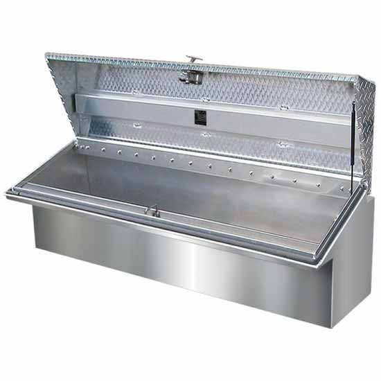 48 X 16 X 16 Inch Smooth Aluminum Low Side Tool Box W/ Single Diamond Plate Lid