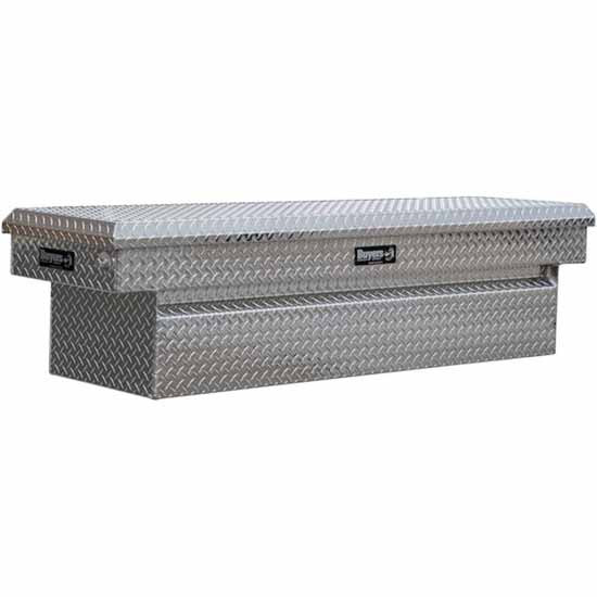 Diamond Plate Aluminum Crossover Tool Box W/ Gas Shocks- 13 X 20 X 63 Inch
