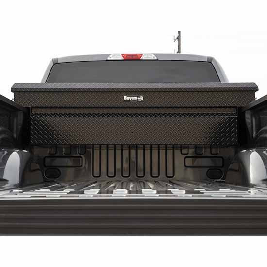 15 Cubic Feet Gloss Black Diamond Plate Aluminum Crossover Tool Box W/ Gas Shocks