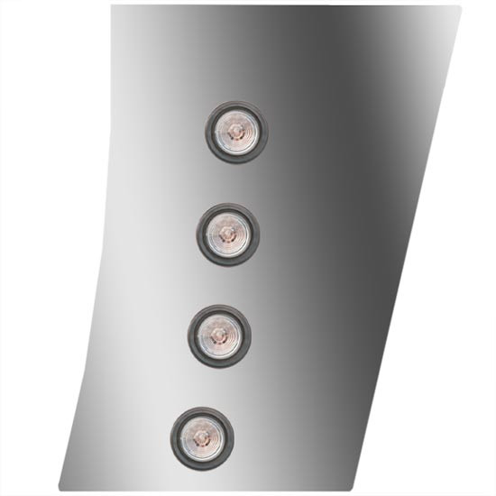 3 Inch Stainless Steel Wide Cowl Panels W/ 8 - 2 Inch Amber/Clear LEDs For Peterbilt 388 123 BBC
