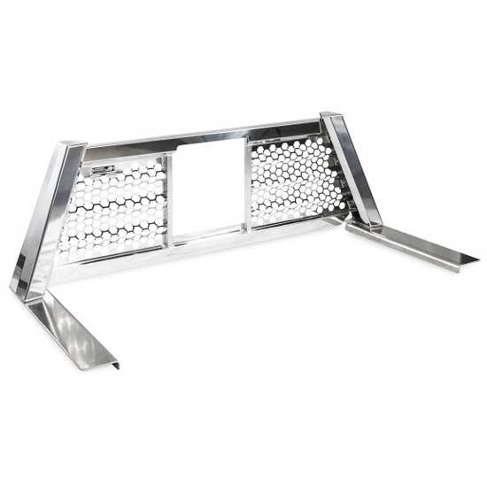 Size 2 Smooth Aluminum Cab Rack W/ Open Wave Tank Brite Uprights, Honeycomb Mesh Sides For Ram, Ford, GMC, Chevrolet, Nissan & Toyota