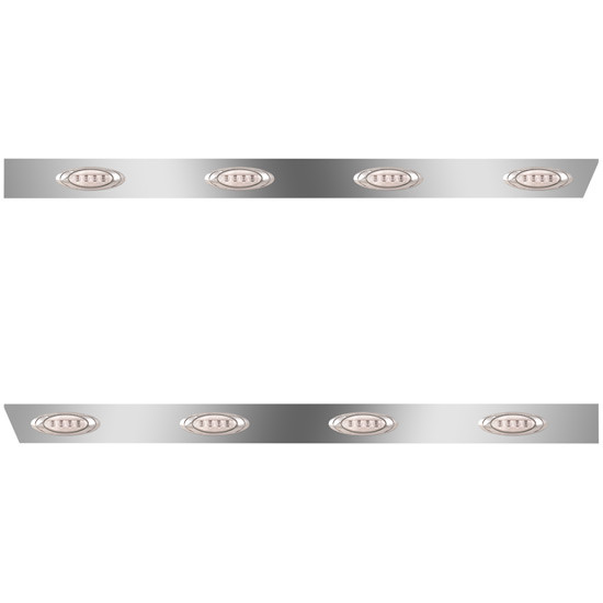 4 Inch Stainless Steel Extended Cab Panels W/ 8 P1 Amber/Clear LEDs For Peterbilt 388, 389 123 BBC